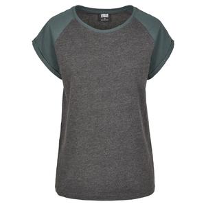 tb1913-02251-u-women-s-large-size-t-shirt-urban-classic-contrat-raglan-dark-brown-green-bottle